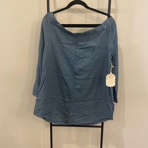 Altar'd State Denim Blue Off-Shoulder Blouse